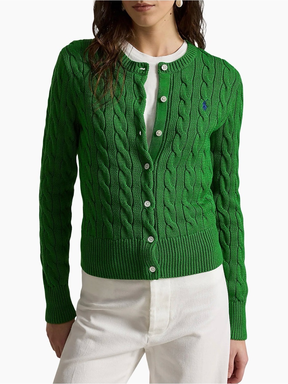 Ralph Lauren cable knit cardigan sweater / green / NWT